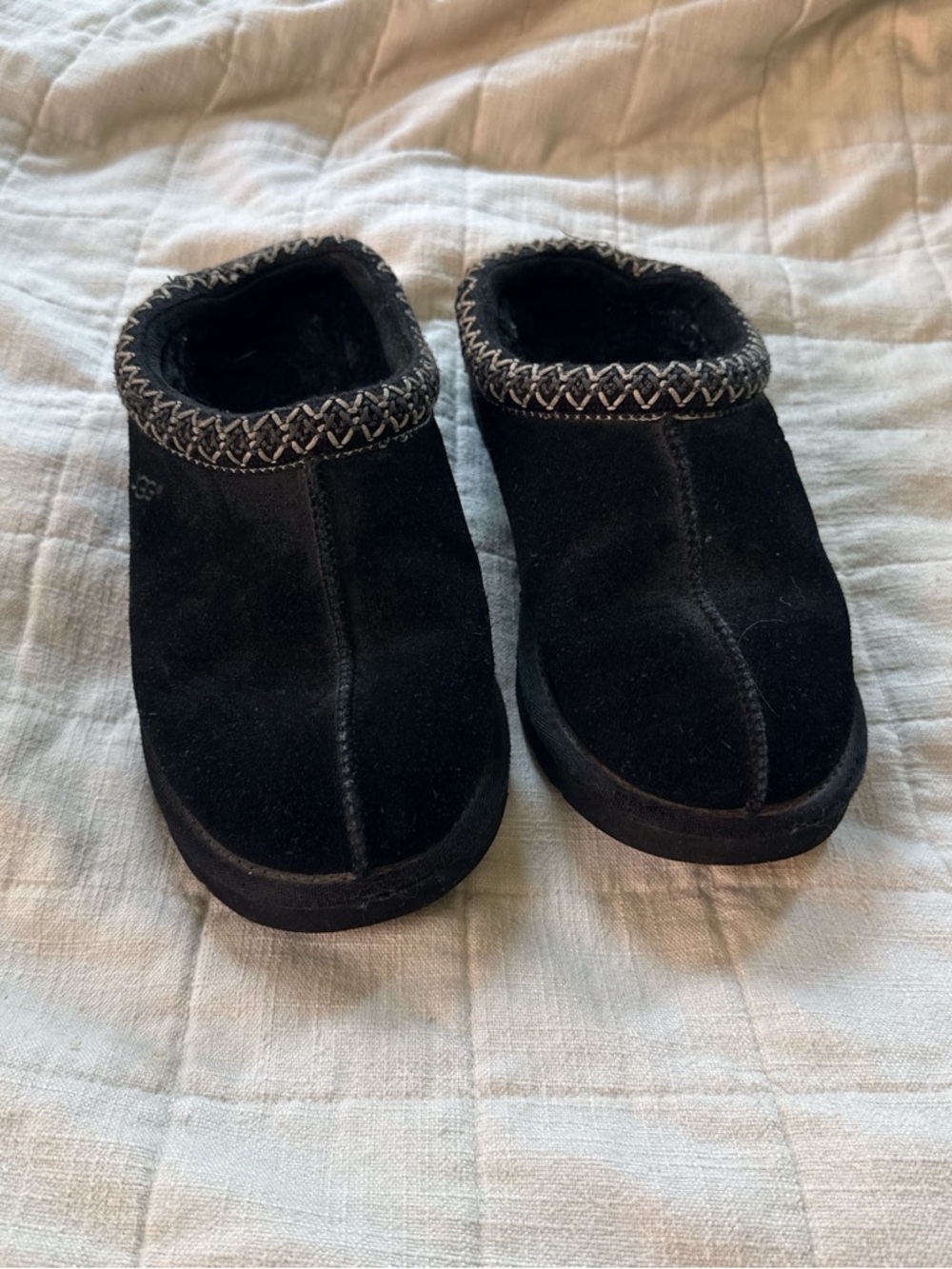 UGG Tasman Black Suede Indoor Slip-On Clogs